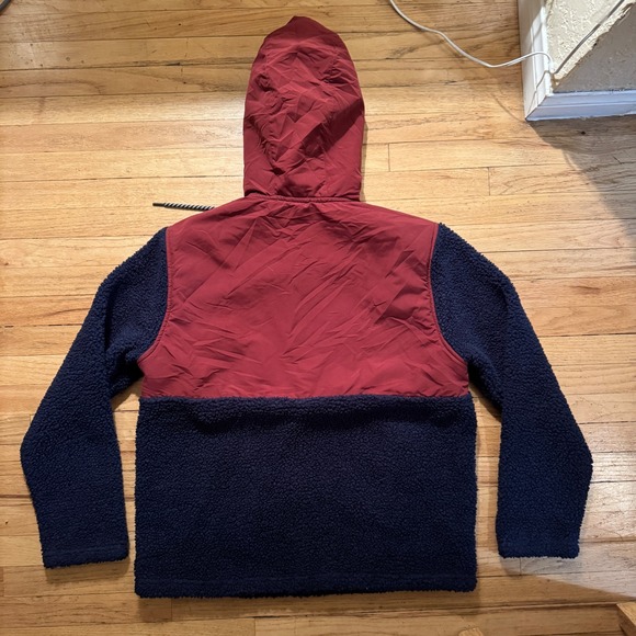 Hurley Men's Colorblock Sherpa Lined Hooded Pullover Jacket Burgundy Navy Size M - Picture 6 of 6